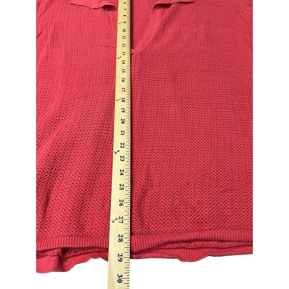 Pact Red Open-Knit Collared Tunic Top - Picture 6 of 7